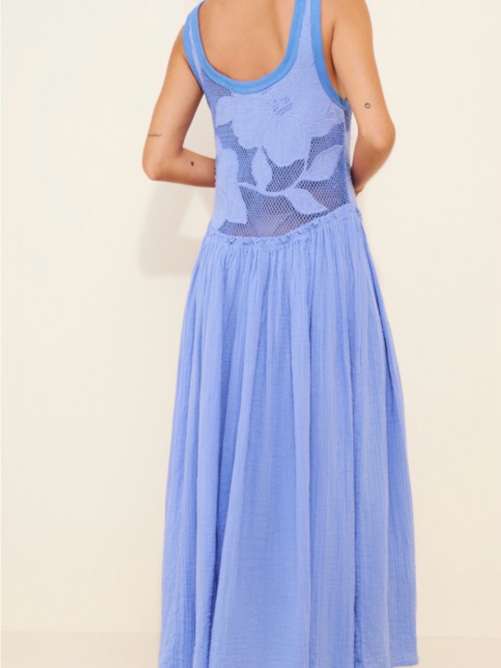 Free People Periwinkle Blue Maxi Dress with Crochet Bodice - Picture 3 of 4